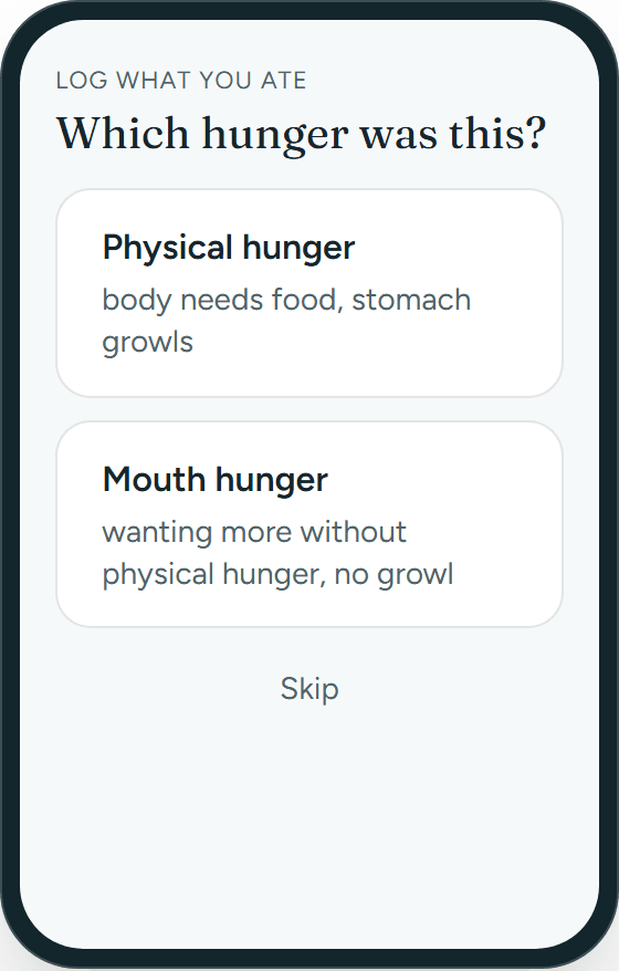 The hunger prompt: physical hunger or mouth hunger